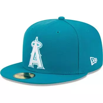 Мужская приталенная шляпа New Era Бирюзовая Los Angeles Angels 59FIFTY
