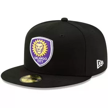 Мужская приталенная шляпа New Era Black Orlando City SC Primary Logo 59FIFTY