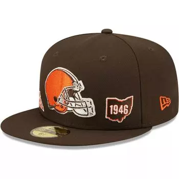 Мужская приталенная шляпа New Era Brown Cleveland Browns Identity 59FIFTY