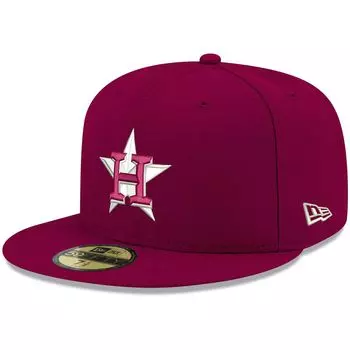 Мужская приталенная шляпа New Era Cardinal Houston Astros Logo белая 59FIFTY