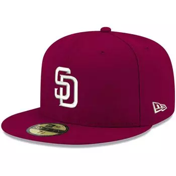 Мужская приталенная шляпа New Era Cardinal San Diego Padres Logo белая 59FIFTY