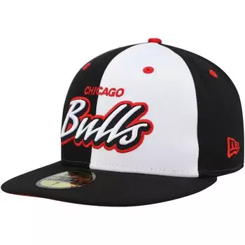 Мужская приталенная шляпа New Era черно-белая Chicago Bulls Griswold 59FIFTY