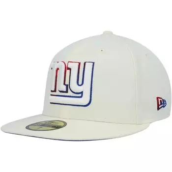 Мужская приталенная шляпа New Era Cream New York Giants Chrome Dim 59FIFTY