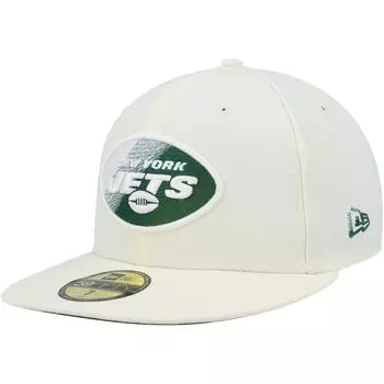 Мужская приталенная шляпа New Era Cream New York Jets Chrome Dim 59FIFTY