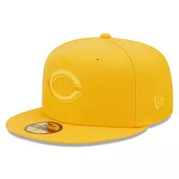 Мужская приталенная шляпа New Era Gold Cincinnati Reds в тон 59FIFTY