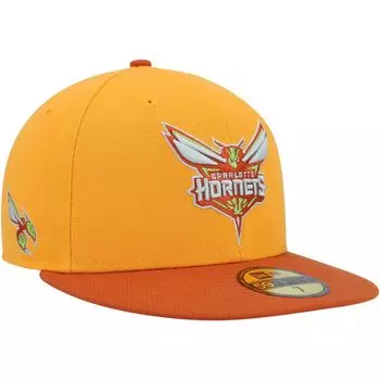 Мужская приталенная шляпа New Era Gold/Rust Charlotte Hornets 59FIFTY