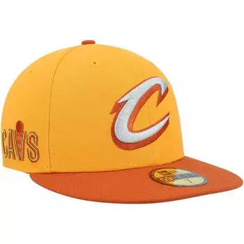 Мужская приталенная шляпа New Era Gold/Rust Cleveland Cavaliers 59FIFTY