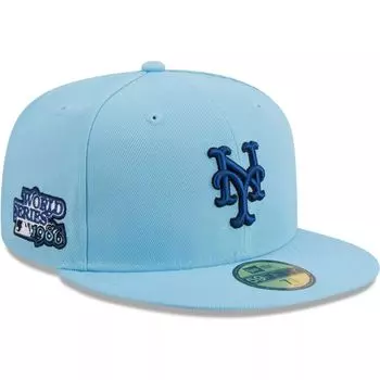 Мужская приталенная шляпа New Era голубая New York Mets 59FIFTY