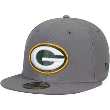 Мужская приталенная шляпа New Era Graphite Green Bay Packers Storm 59FIFTY