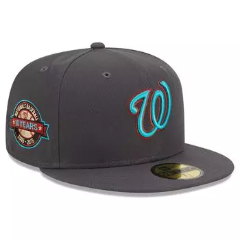 Мужская приталенная шляпа New Era Graphite Washington Nationals с принтом 59FIFTY