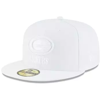 Мужская приталенная шляпа New Era Green Bay Packers белая на белом 59FIFTY