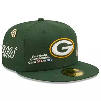 Мужская приталенная шляпа New Era Green Green Bay Packers Historic Champs 59FIFTY