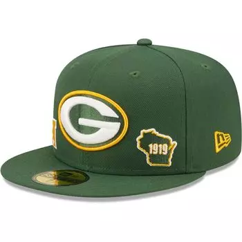 Мужская приталенная шляпа New Era Green Green Bay Packers Identity 59FIFTY