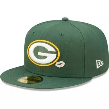 Мужская приталенная шляпа New Era Green Green Bay Packers Lips 59FIFTY
