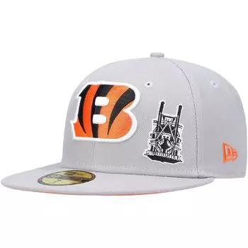 Мужская приталенная шляпа New Era Grey Cincinnati Bengals City Describe 59FIFTY