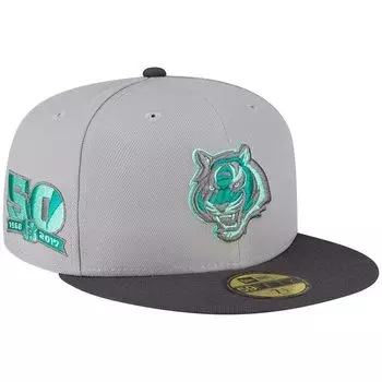 Мужская приталенная шляпа New Era Grey/Graphite Cincinnati Bengals Aqua Pop 59FIFTY