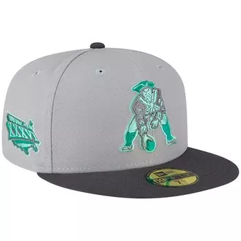 Мужская приталенная шляпа New Era Grey/Graphite New England Patriots Aqua Pop 59FIFTY