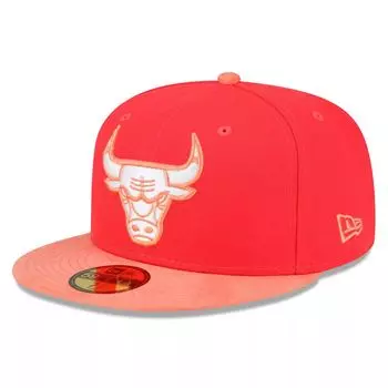 Мужская приталенная шляпа New Era красный/персиковый Chicago Bulls в тон 59FIFTY
