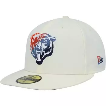 Мужская приталенная шляпа New Era кремового цвета Chicago Bears Chrome Dim 59FIFTY