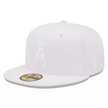 Мужская приталенная шляпа New Era Los Angeles Angels White on White 59FIFTY
