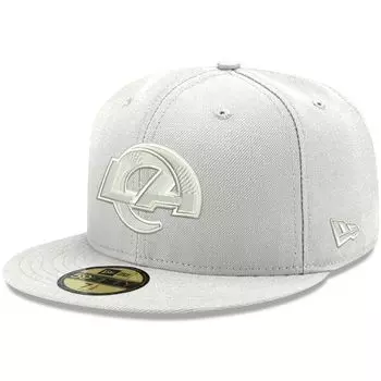 Мужская приталенная шляпа New Era Los Angeles Rams White on White с основным логотипом 59FIFTY