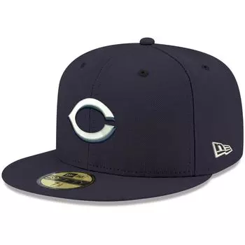Мужская приталенная шляпа New Era Navy Cincinnati Reds Logo White 59FIFTY