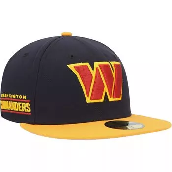 Мужская приталенная шляпа New Era Navy/Gold Washington Commanders 59FIFTY
