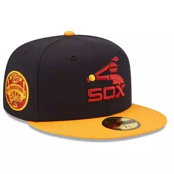Мужская приталенная шляпа New Era Navy/Gold Chicago White Sox Primary Logo 59FIFTY