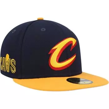 Мужская приталенная шляпа New Era Navy/Gold Cleveland Cavaliers Midnight 59FIFTY