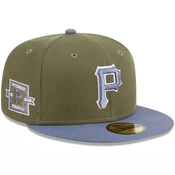 Мужская приталенная шляпа New Era оливково-синяя Pittsburgh Pirates 59FIFTY