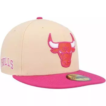 Мужская приталенная шляпа New Era оранжево-розовая Chicago Bulls Passion Mango 59FIFTY