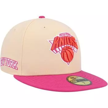 Мужская приталенная шляпа New Era оранжево-розовая New York Knicks Passion Mango 59FIFTY