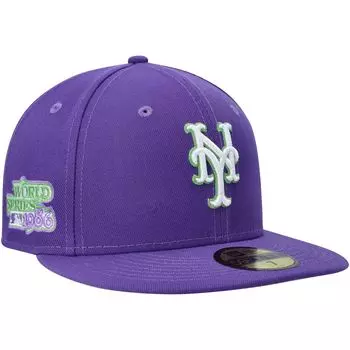 Мужская приталенная шляпа New Era Purple New York Mets Lime 59FIFTY