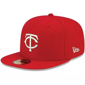 Мужская приталенная шляпа New Era Red Minnesota Twins Logo белая 59FIFTY