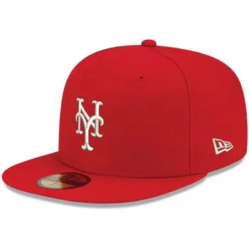 Мужская приталенная шляпа New Era Red New York Mets White Logo 59FIFTY