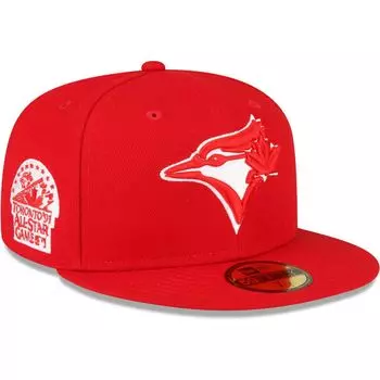 Мужская приталенная шляпа New Era Red Toronto Blue Jays с нашивкой на боку 59FIFTY