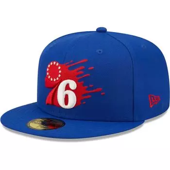 Мужская приталенная шляпа New Era Royal Philadelphia 76ers Splatter 59FIFTY