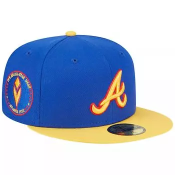 Мужская приталенная шляпа New Era Royal/желтая Atlanta Braves Empire 59FIFTY