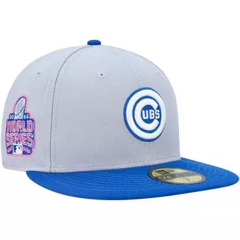 Мужская приталенная шляпа New Era серого/синего цвета Chicago Cubs Dolphin 59FIFTY
