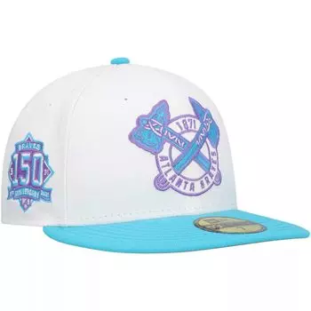 Мужская приталенная шляпа New Era White Atlanta Braves Vice 59FIFTY