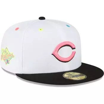 Мужская приталенная шляпа New Era White Cincinnati Reds Neon Eye 59FIFTY