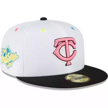 Мужская приталенная шляпа New Era White Minnesota Twins Neon Eye 59FIFTY