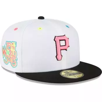 Мужская приталенная шляпа New Era White Pittsburgh Pirates Neon Eye 59FIFTY