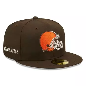 Мужская приталенная шляпа New Era x Alpha Industries Brown Cleveland Browns Alpha 59FIFTY