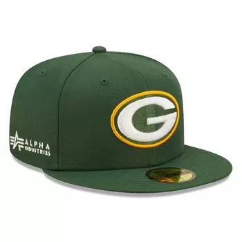 Мужская приталенная шляпа New Era x Alpha Industries Green Green Bay Packers Alpha 59FIFTY