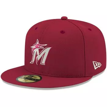 Мужская приталенная шляпа с логотипом New Era Cardinal Miami Marlins 59FIFTY