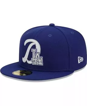 Мужская приталенная шляпа с логотипом Royal Los Angeles Dodgers Duo 59FIFTY New Era, синий