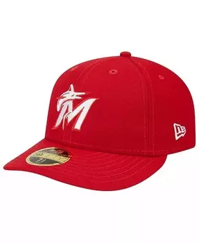 Мужская приталенная шляпа Scarlet Miami Marlins Low Profile 59FIFTY New Era, красный
