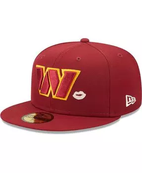 Мужская приталенная шляпа Washington Commanders Lips 59FIFTY бордового цвета New Era