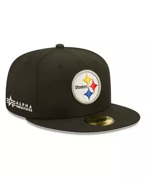 Мужская приталенная шляпа X Alpha Industries Black Pittsburgh Steelers Alpha 59Fifty New Era
